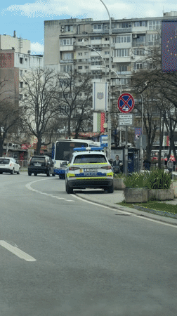 Police car with flashing lights spotted on Varna street