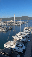 Aerial footage captures yacht-filled marina in Tivat, Montenegro