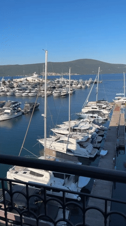 Aerial footage captures yacht-filled marina in Tivat, Montenegro