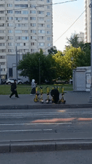 Late-night street scenes near a Moscow waterfront