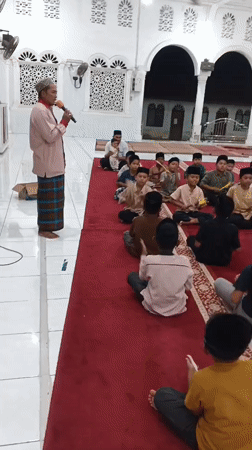 Children's Islamic gathering at a mosque in Meunasah Raya