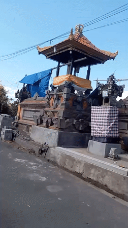 Morning scenes of Balinese temples and street life in Blahbatuh