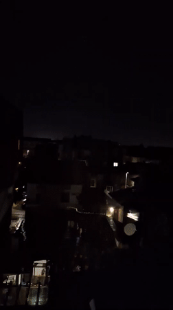 Thunderstorm lights up the night sky over Lovech, Bulgaria