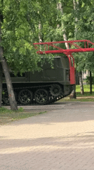 Children explore Soviet military memorial park in Sterlitamak