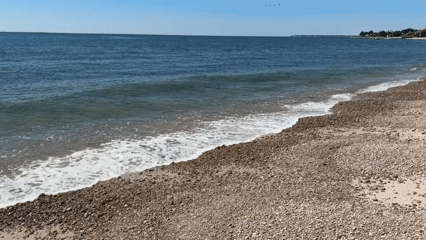 A quiet September afternoon on a Connecticut pebble beach