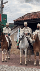 Traditional Bulgarian horseback ceremony held in Panagyurishte public square