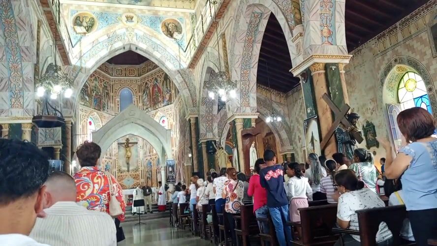 Religious service and choir performance at Venezuelan church