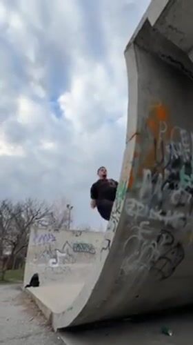 Parkour athlete performs acrobatic stunts across Shumen parks
