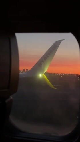 Ryanair passenger captures colorful sunset view at Copenhagen airport