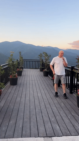 Balcony hangout in Milisi with mountain views at sunset