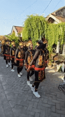 Traditional procession in ceremonial dress, Dalegan, Indonesia