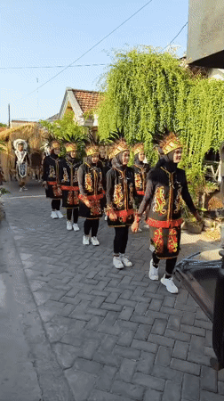 Traditional procession in ceremonial dress, Dalegan, Indonesia