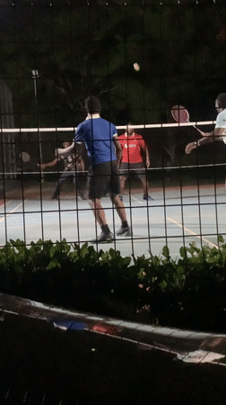 Evening badminton match draws spectators in Galadimawa, Nigeria