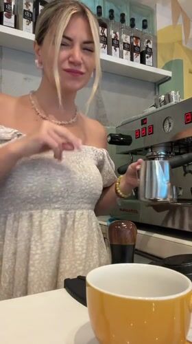 Morning coffee run at a Budva cafe, start to finish.