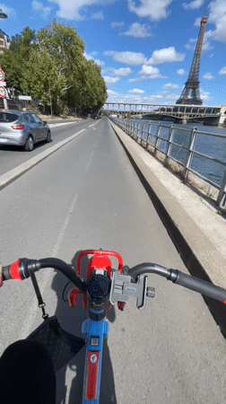 First-person ride along the Seine with Eiffel Tower in view