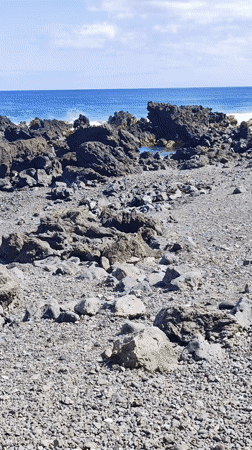 Volcanic beach and tide pools captured in Calhetas, Portugal