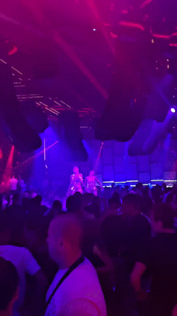 Nightclub performance draws dancing crowd in Varna, Bulgaria