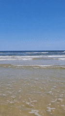 Clear skies and calm waves on the Świnoujście shoreline