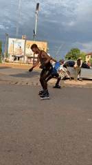Young rollerbladers practice tricks on Jos streets