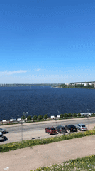 Morning life captured along Izhevsk riverside and Victory Monument