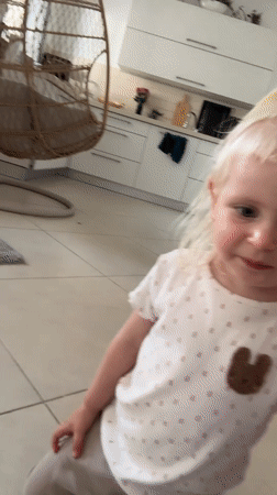 Toddler plays at home in Petah Tikva, Israel