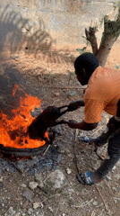Animal carcass burned outdoors in Akwanga, Nigeria