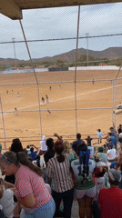 Youth baseball game draws crowds in Juan Griego, Venezuela