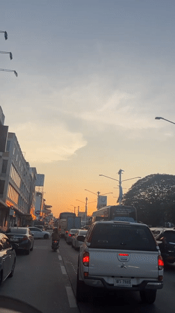 Heavy traffic jam documented on Pattaya City street