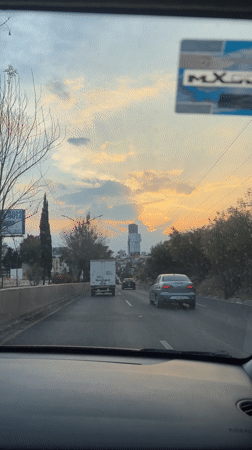 Sunset drive captured on dashcam in Puebla, Mexico