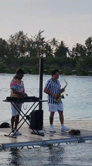 DJ set running on a floating platform in the Maldives