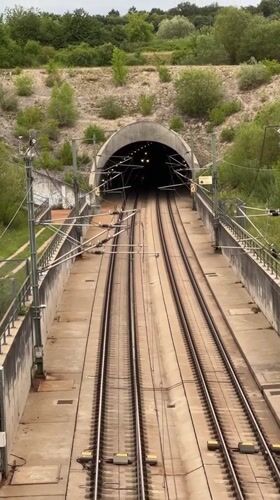 High-speed train exits tunnel near Wettstetten, Bavaria