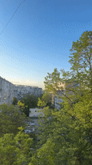 Residential landscape filmed in Yambol, Bulgaria under clear skies