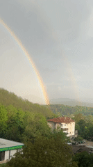 Double rainbow appears over Elena, Bulgaria