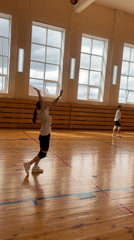 Volleyball practice session recorded in Russian gymnasium