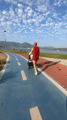 Jogging with a stroller along Fethiye's colorful park path