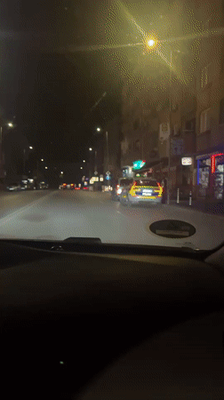 Night drive documented through Blagoevgrad streets