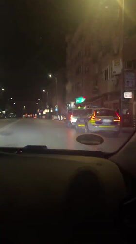Night drive documented through Blagoevgrad streets
