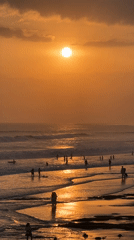 North Kuta beach sunset with a Pomeranian in tow