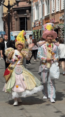 Candy-costumed performers draw attention on Moscow street