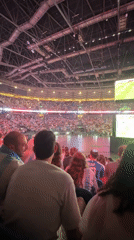 Packed Tel Aviv arena screens live soccer to a full crowd