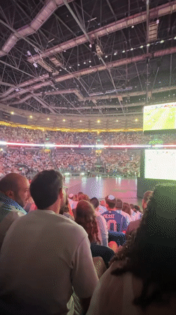 Packed Tel Aviv arena screens live soccer to a full crowd