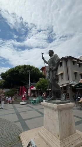 Tourist captures Antalya public square scenes near Clock Tower