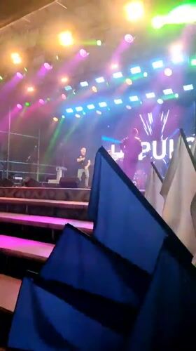 Outdoor concert with fireworks draws crowds in Navapolatsk, Belarus