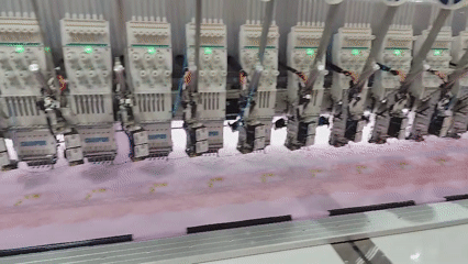Industrial embroidery machines in full operation, Kanchon, Bangladesh