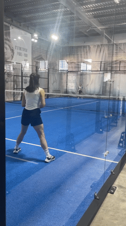 Indoor padel games at a blue-court venue in Orenburg
