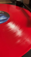 Red vinyl record documented playing in Sofia home