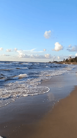 Sunset beach scenes along the Baltic coast near Riga