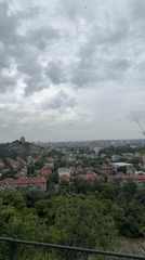 Tourist captures Plovdiv's historic stone architecture and cityscape views