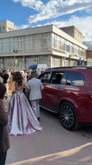 Formal celebration with luxury cars draws crowds in Zlatograd