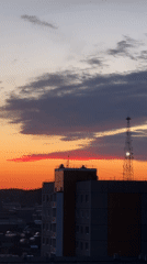 Sunset captured over Chaikovsky cityscape, Russia